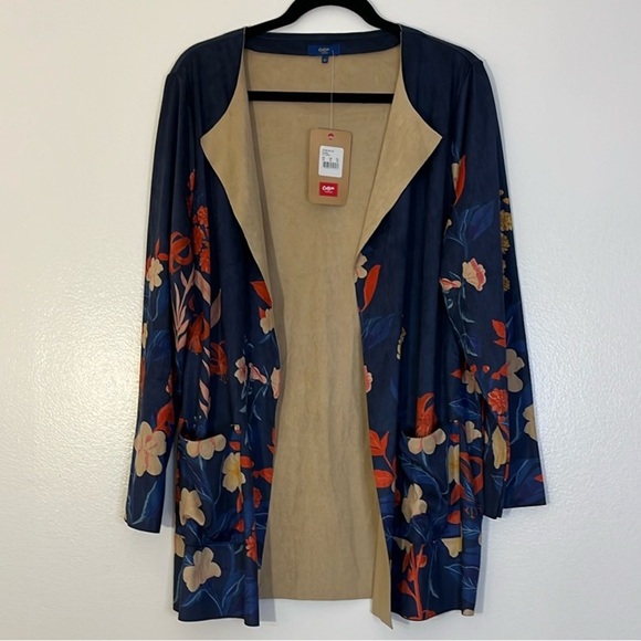 Cotton Traders | New faux suede longline cardigan Women’s size 16 open front - Picture 1 of 10